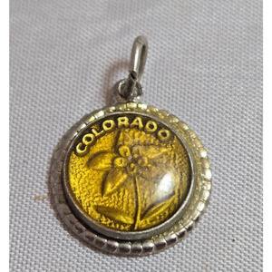 Vintage Colorado Pendant Signed FORT Medallion Gold Tone